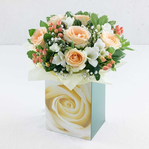 Peach Rose and Freesia Gift Box - Top Choice
